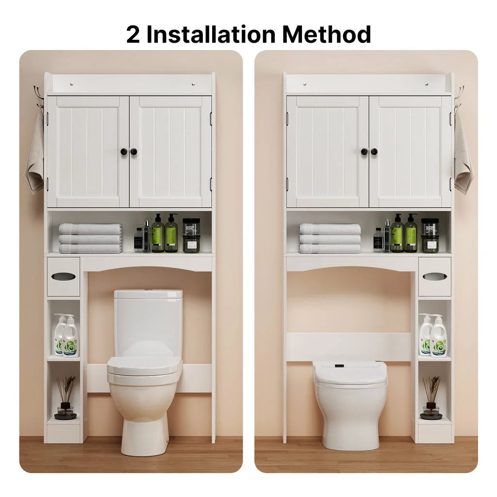 over the Toilet Storage Cabinet, Bathroom Shelf over Toilet, Bathroom Storage Cabinet Organizer - White