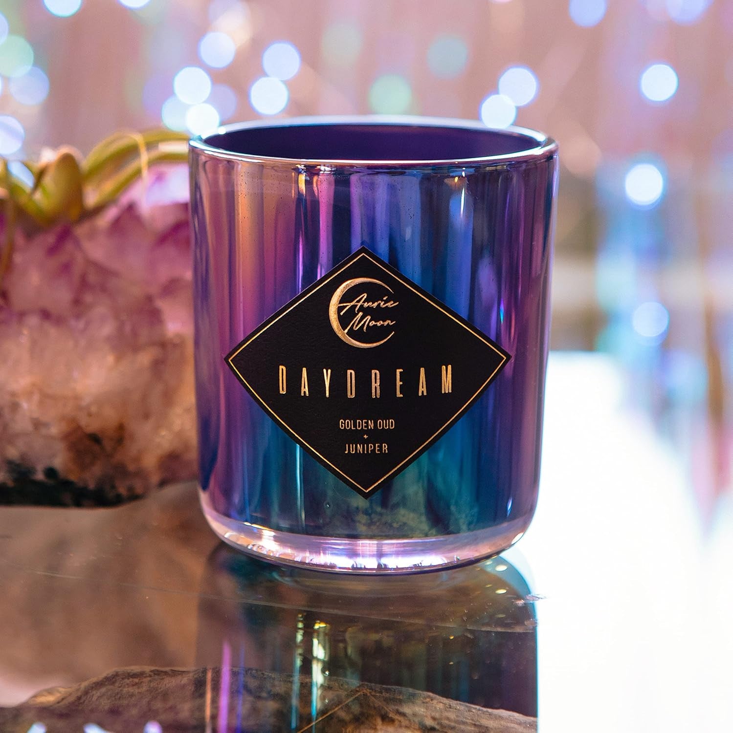 | Golden Oud + Juniper Scented Luxury Soy Coconut Candle for Women | Slow 70+ Hour Burn | Wood Crackling Wicks | 12 Oz Premium Glass | Hand-Poured in California