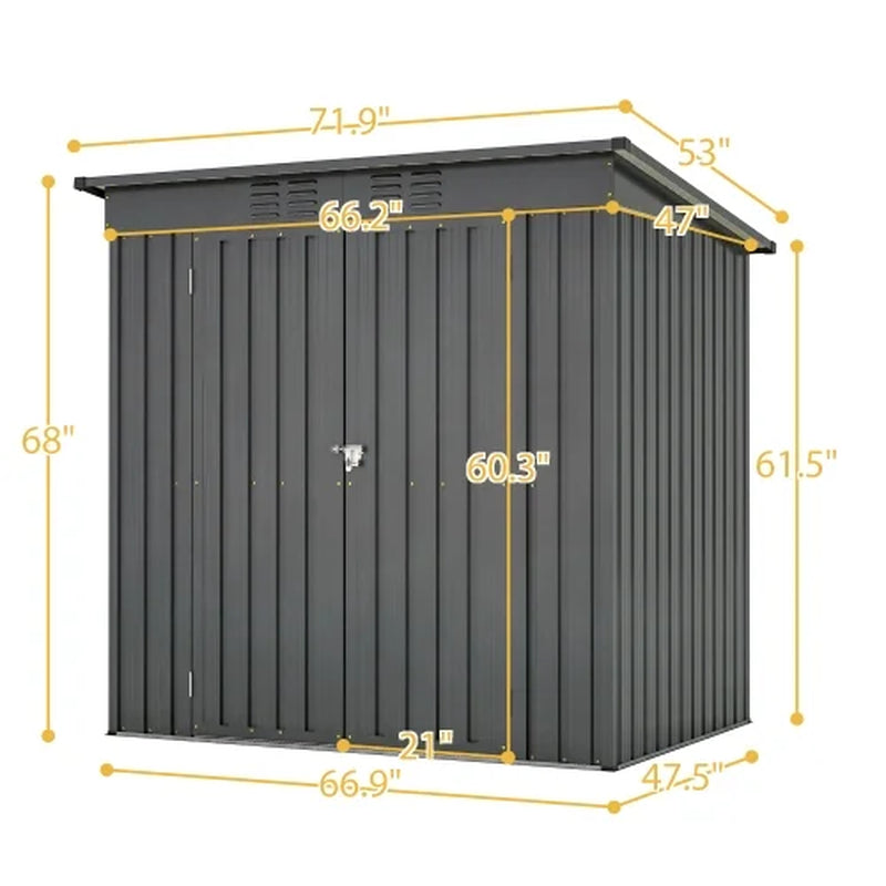 6X4 Ft Outdoor Metal Storage Shed, Galvanized Steel Tool Shed with Reinforced Floor & Lockable Door for Backyard, Lawn, Patio, Black