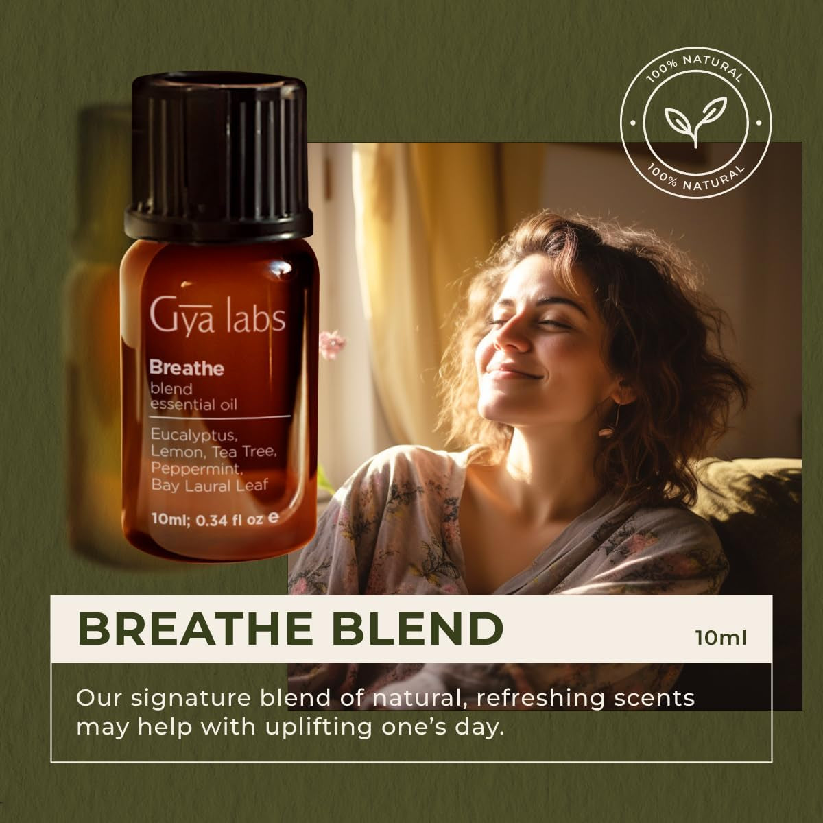Breathe Essential Oil Blends - 100% Pure Natural Breathe Easy Essential Oils from Eucalyptus, Peppermint and More for Humidifier Cleaner (0.34 Fl Oz)