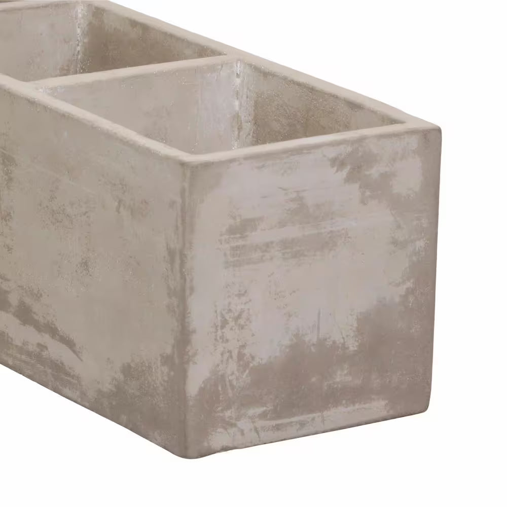 12.3 In. Trio Medium Concrete Gray Concrete Planter (3.6 In. L X 12.3 In. W X 3.5 In. H)
