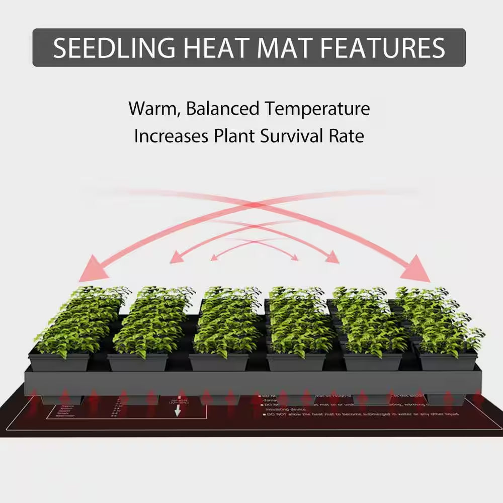 10 In. X 20.75 In. Waterproof Seedling Heat Mat with 40°F to 108°F Thermostat Controller