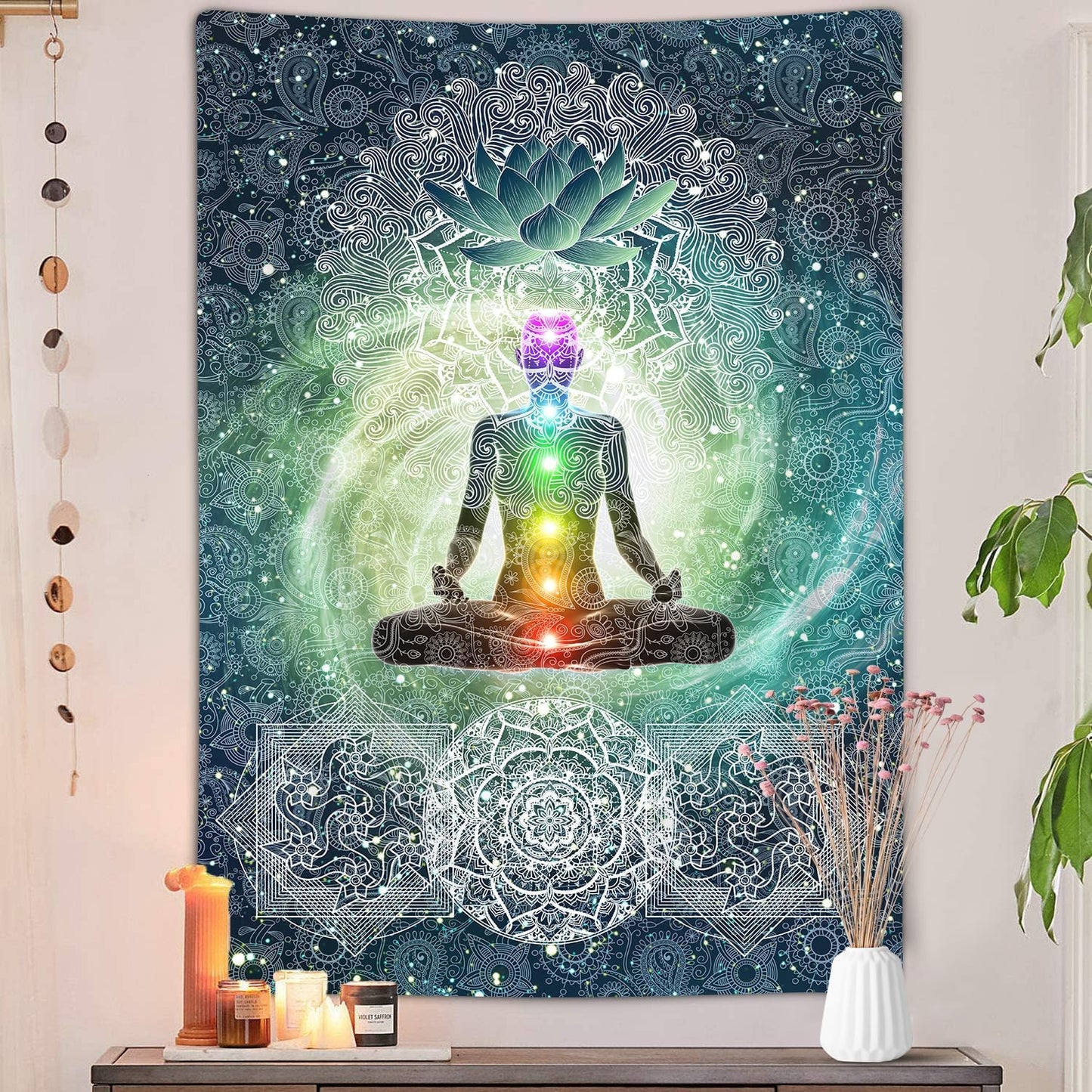 Chakra Tapestry Wall Hanging for Yoga Meditation and Home Decor (40W X 60H)