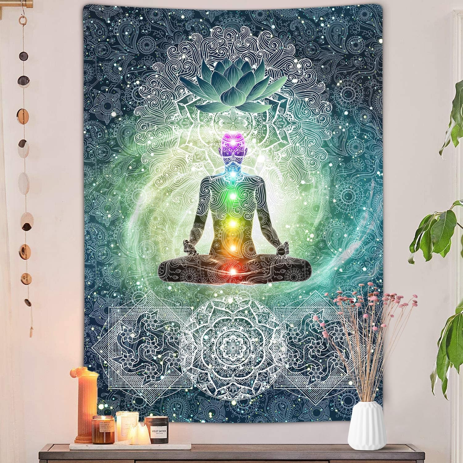 Chakra Tapestry Wall Hanging for Yoga Meditation and Home Decor (40W X 60H)