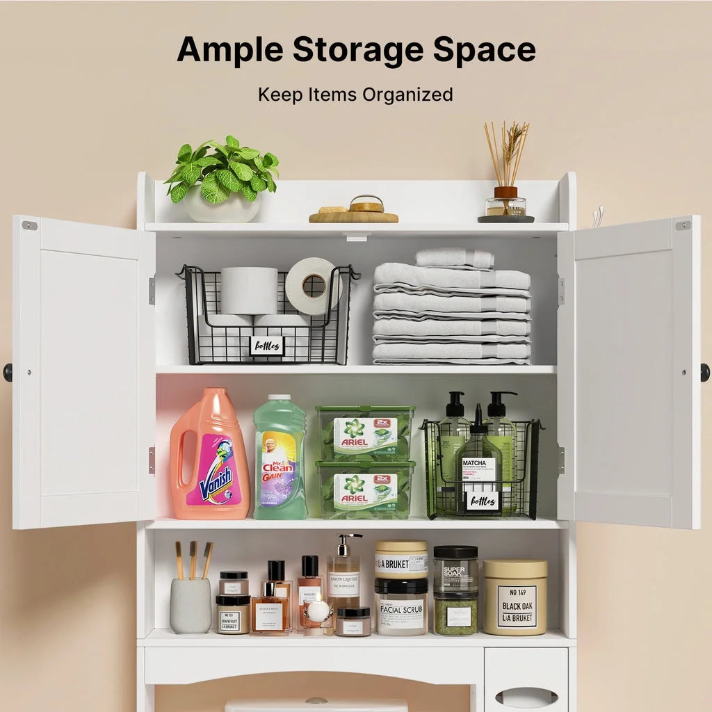 over the Toilet Storage Cabinet, Bathroom Shelf over Toilet, Bathroom Storage Cabinet Organizer - White