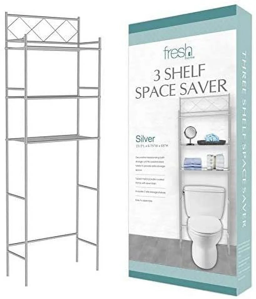 3-Shelf Bathroom Organizer over the Toilet, Bathroom Spacesaver Silver