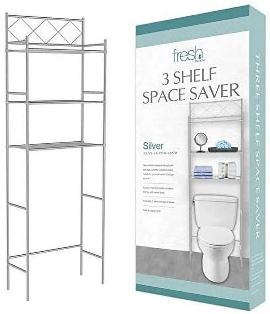 3-Shelf Bathroom Organizer over the Toilet, Bathroom Spacesaver Silver