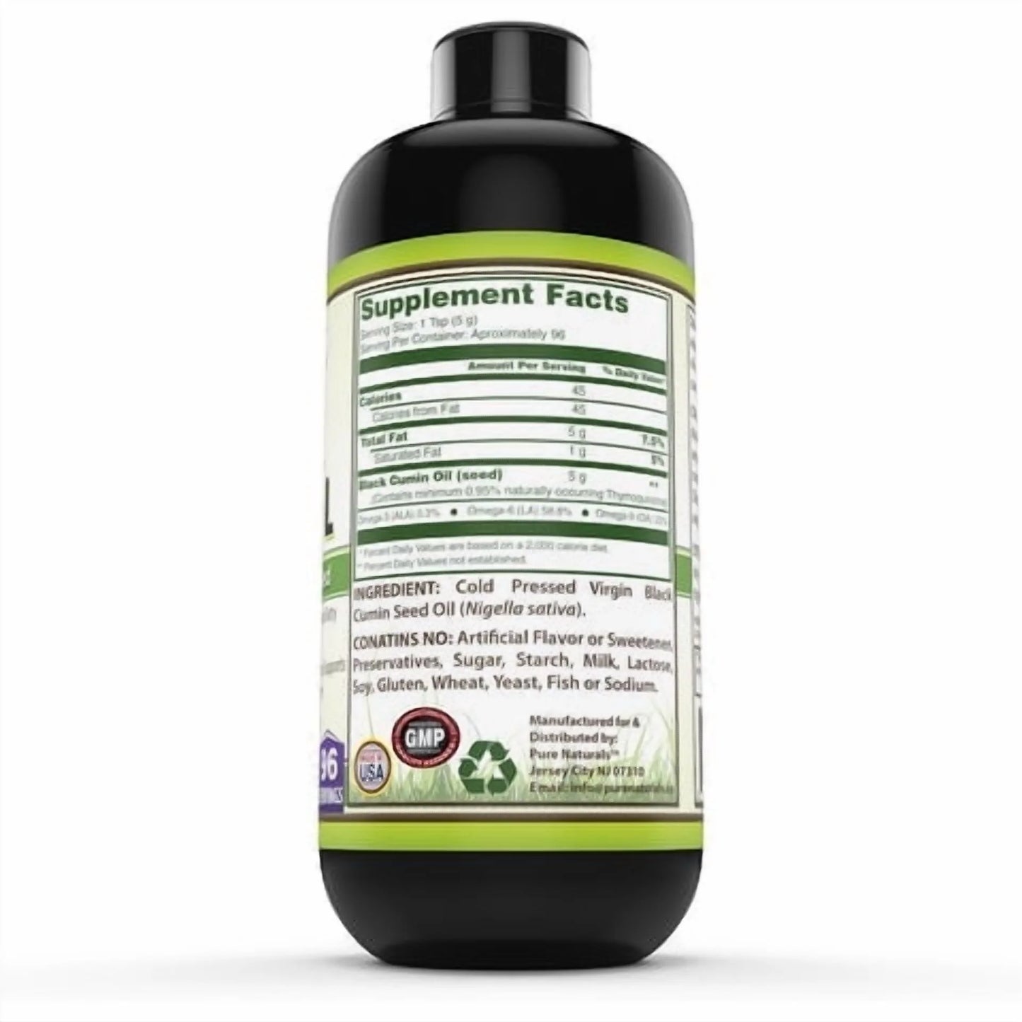 Natural Raw Black Seed Oil 16 Oz | Natural Cold Pressed Black Cumin Seed Oil from 100% Genuine Nigella Sativa | Non-Gmo | Gluten Free