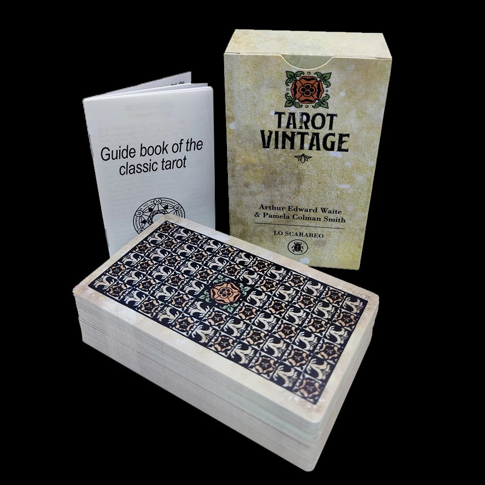 The Vintage Divination Tarot Deck, 78 Antique Style Tarot Cards with Guidebook, Standard Size: 4.75" X 2.75"