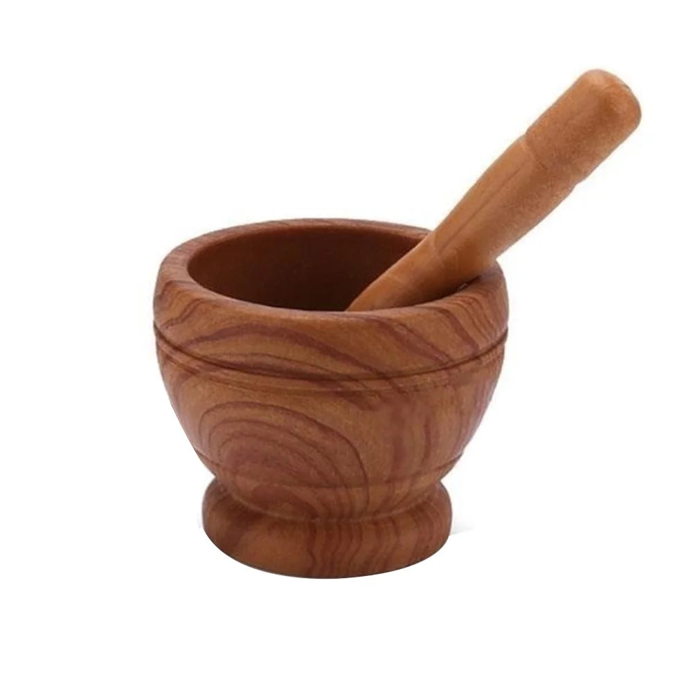 Pestle and Mortar,Natural Wooden Granite, 6.7 Inch Stone Cup & Crusher Set,Hand Grinder for Herbs, Spices, Pesto, & Guacamole,By
