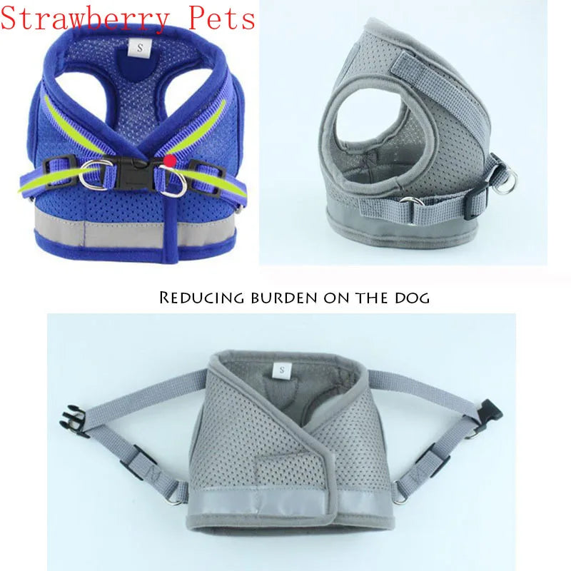 Mesh Reflective Pet Dog Collar Leash Dog Harness Leash Set for Small Medium Large Dogs Nylon Puppy Dogs Cats Harness Leash Nice
