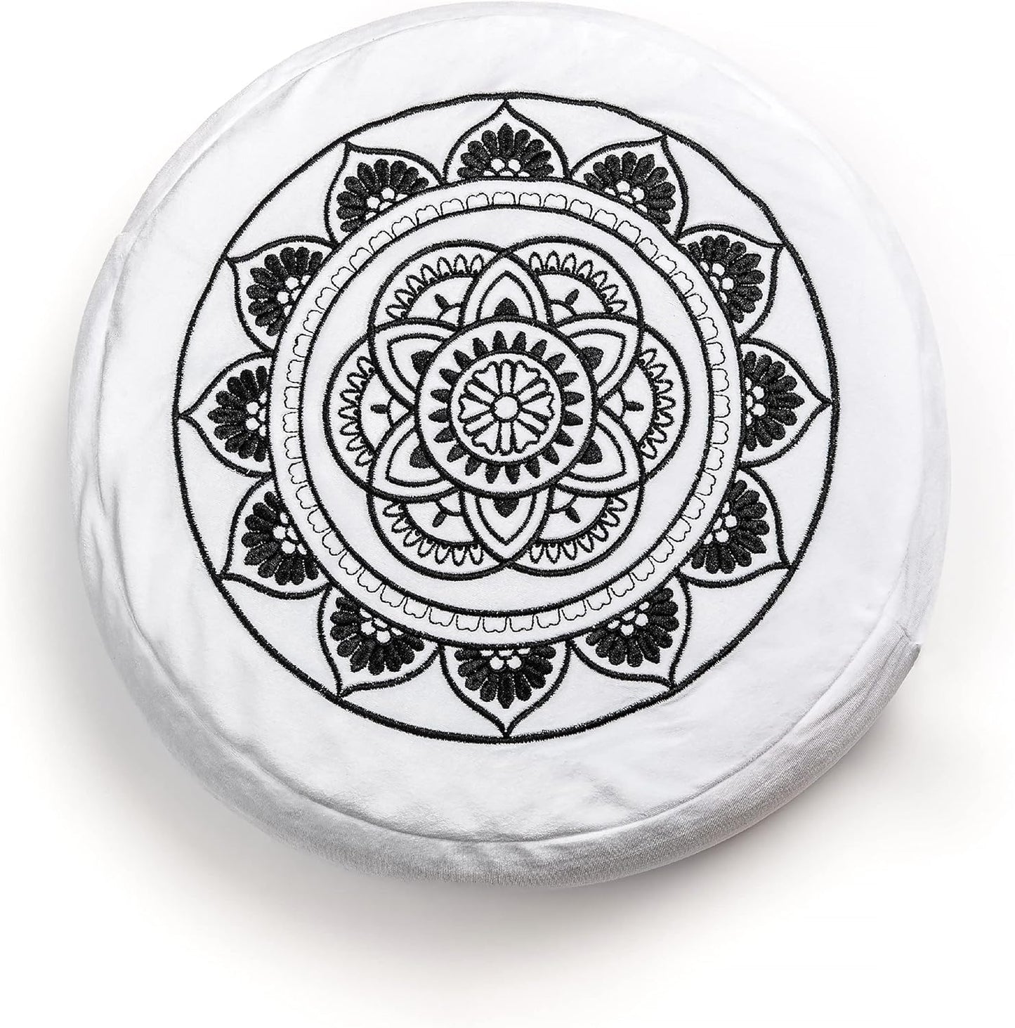 Meditation Cushion Meditation Pillow Seat round Buckwheat Artisan Cushions Casual Seating Studio Floor Cushion for Sitting on Floor or Meditation Chair for Kids & Adults(White)