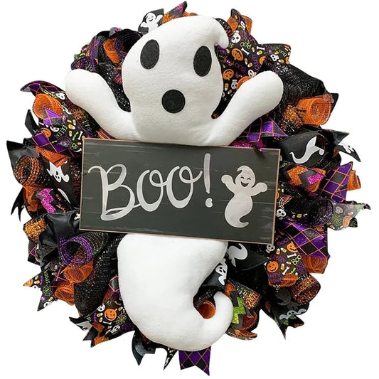Halloween Wreaths,Halloween Witch Wreath for Front Door outside Wreath Decorations,Artificial Wall Wreath for Indoor Outdoor Home Decor