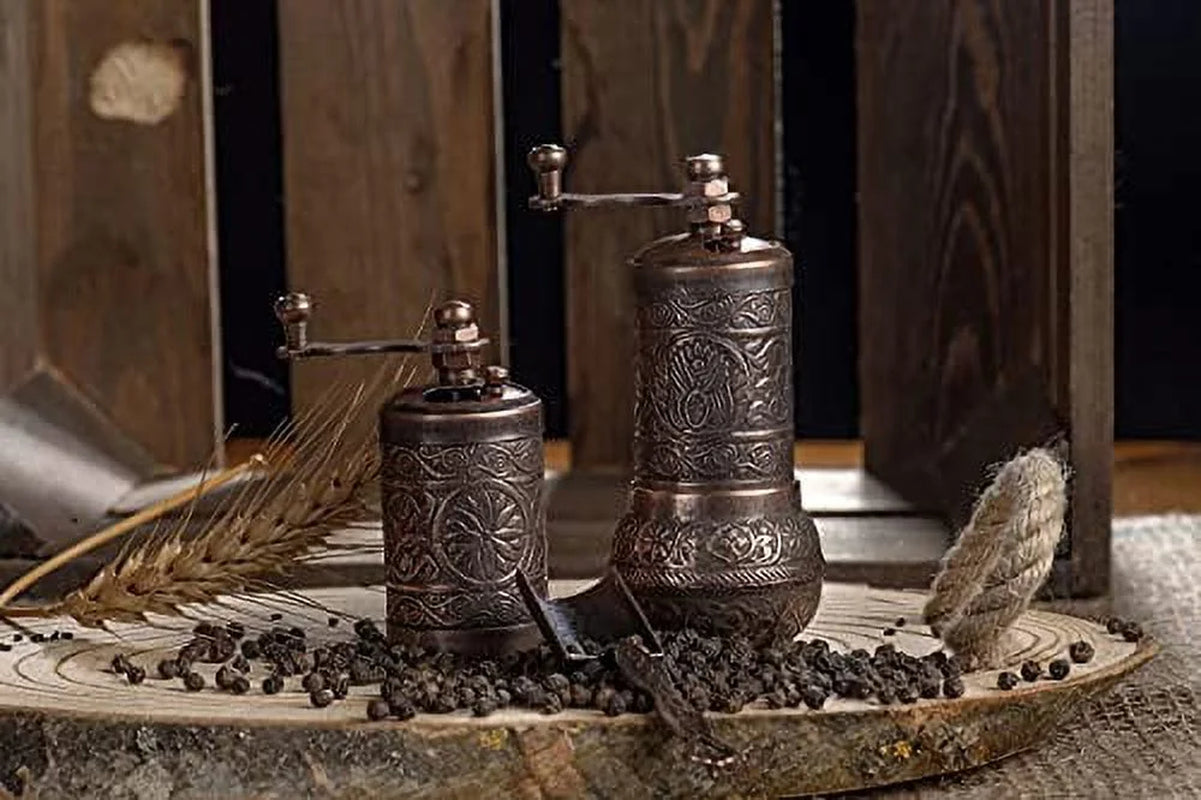 Salt and Pepper Grinder Set - Herb Grinder - Pepper Grinder Mill - Pepper Mill - Spice Grinder - Salt Grinder - Coffee Bean Grinder - Spice Grinder Manual (Antique Copper)