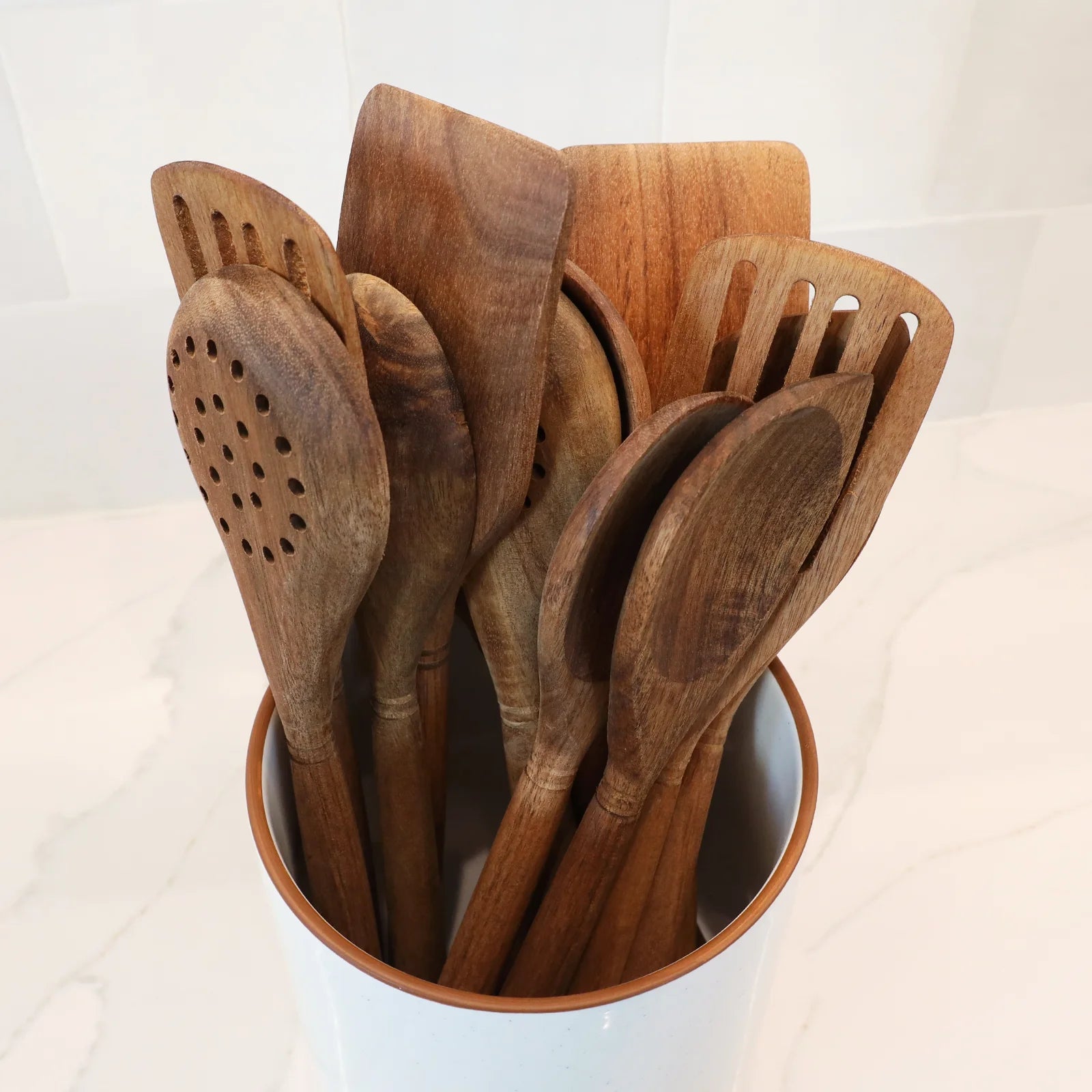 1Pc Solid Acacia Wooden Corner Spoon Kitchen Utensils Cooking Baking Home Essentials 11.5 Inch