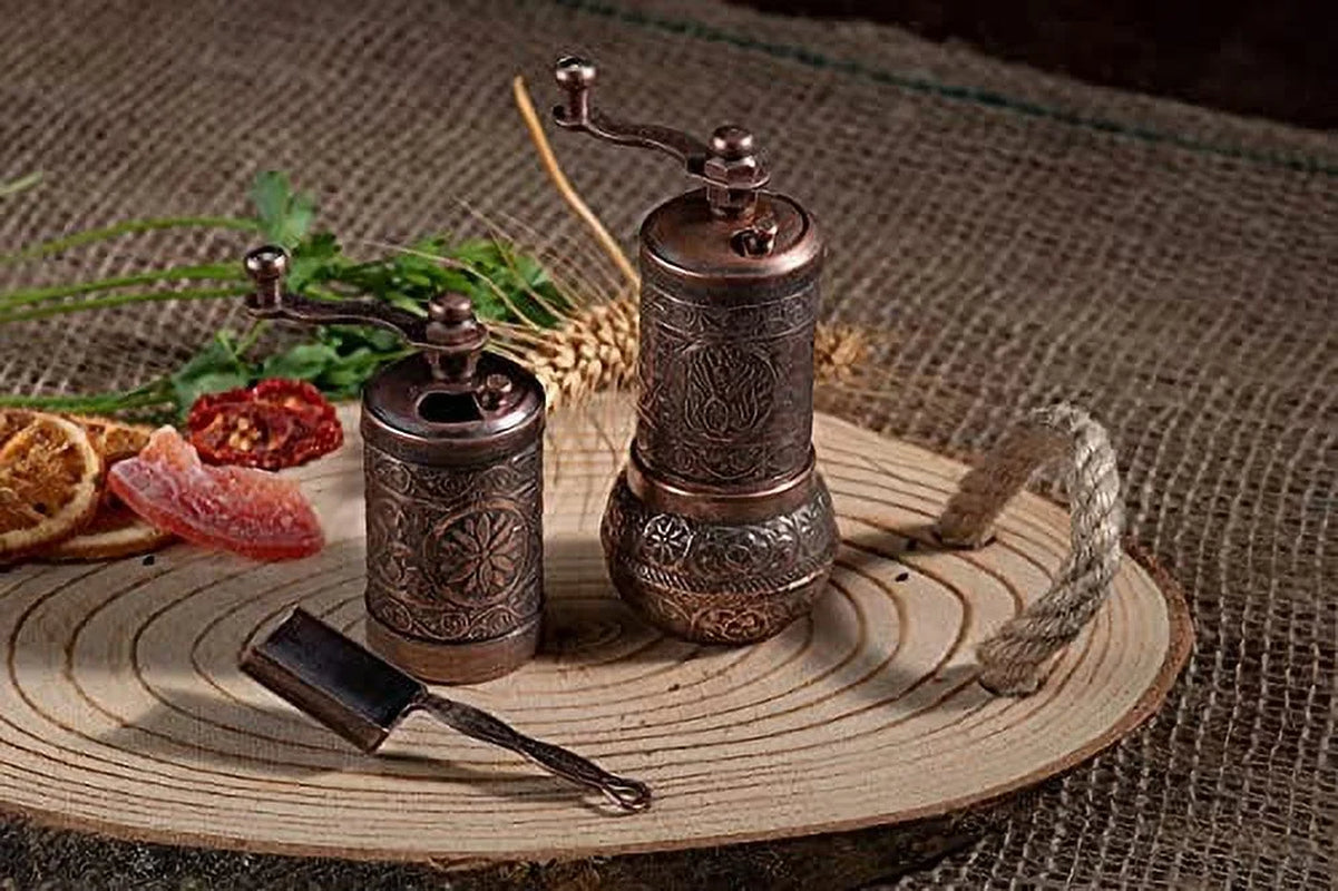 Salt and Pepper Grinder Set - Herb Grinder - Pepper Grinder Mill - Pepper Mill - Spice Grinder - Salt Grinder - Coffee Bean Grinder - Spice Grinder Manual (Antique Copper)