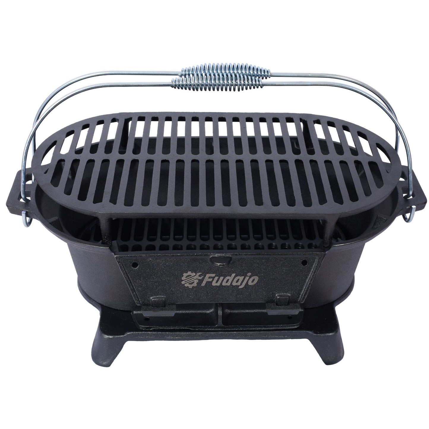 Outdoor Oval Cast Iron Grill, Portable Charcoal Grill, and Desktop Cast Iron Frying Pan