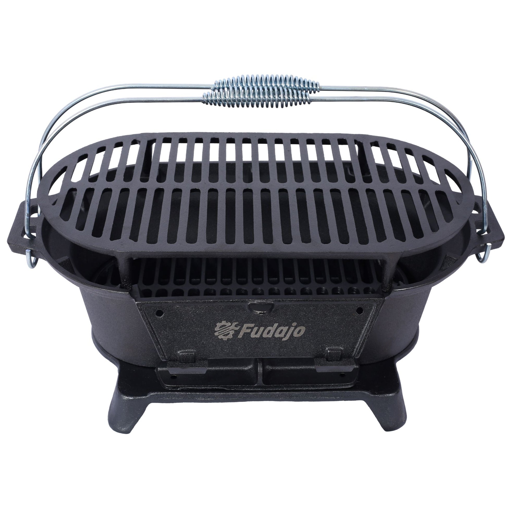 Outdoor Oval Cast Iron Grill, Portable Charcoal Grill, and Desktop Cast Iron Frying Pan