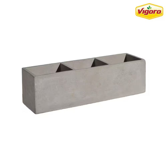 12.3 In. Trio Medium Concrete Gray Concrete Planter (3.6 In. L X 12.3 In. W X 3.5 In. H)