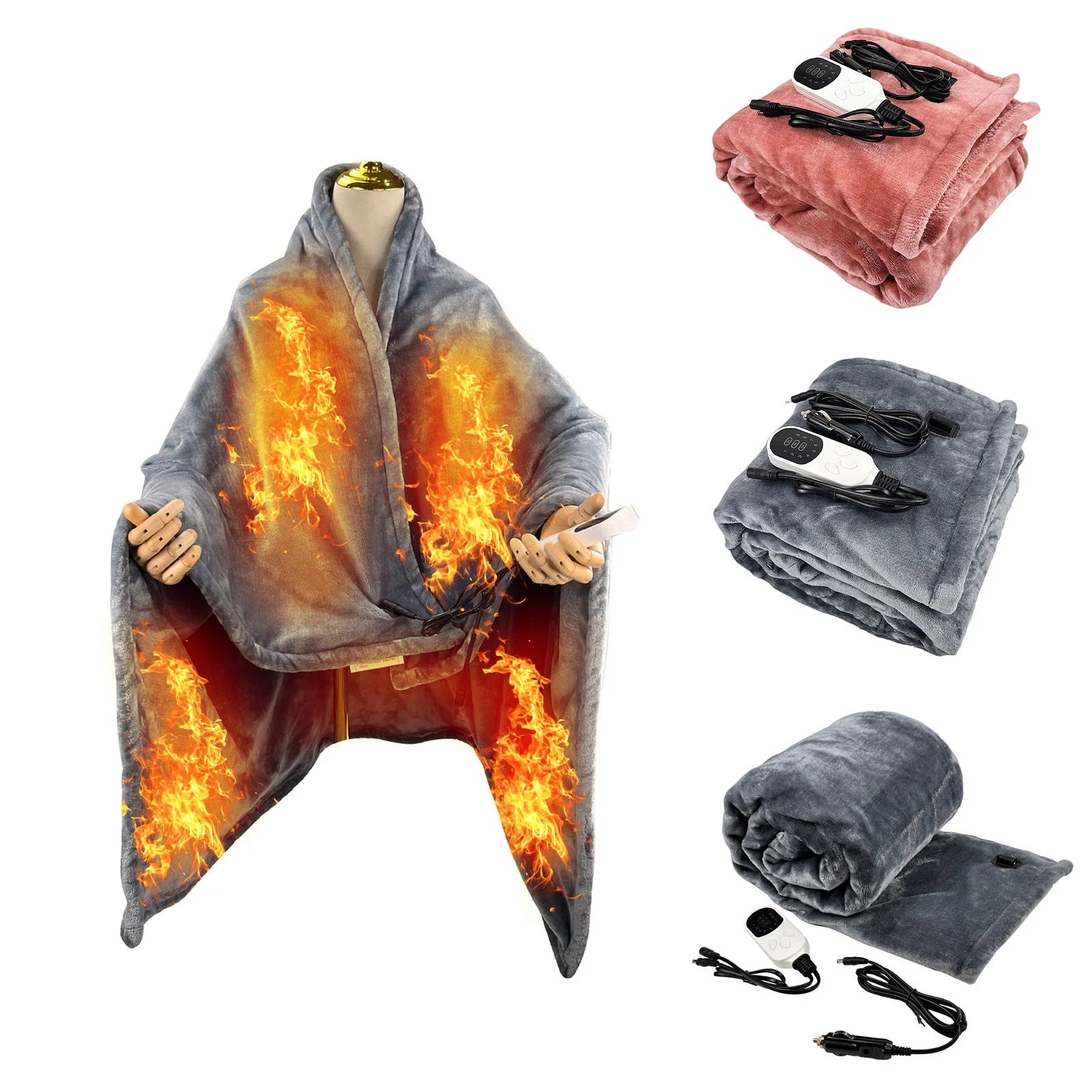 PATLOLLAV Gray Polyester Electric Blanket, Full