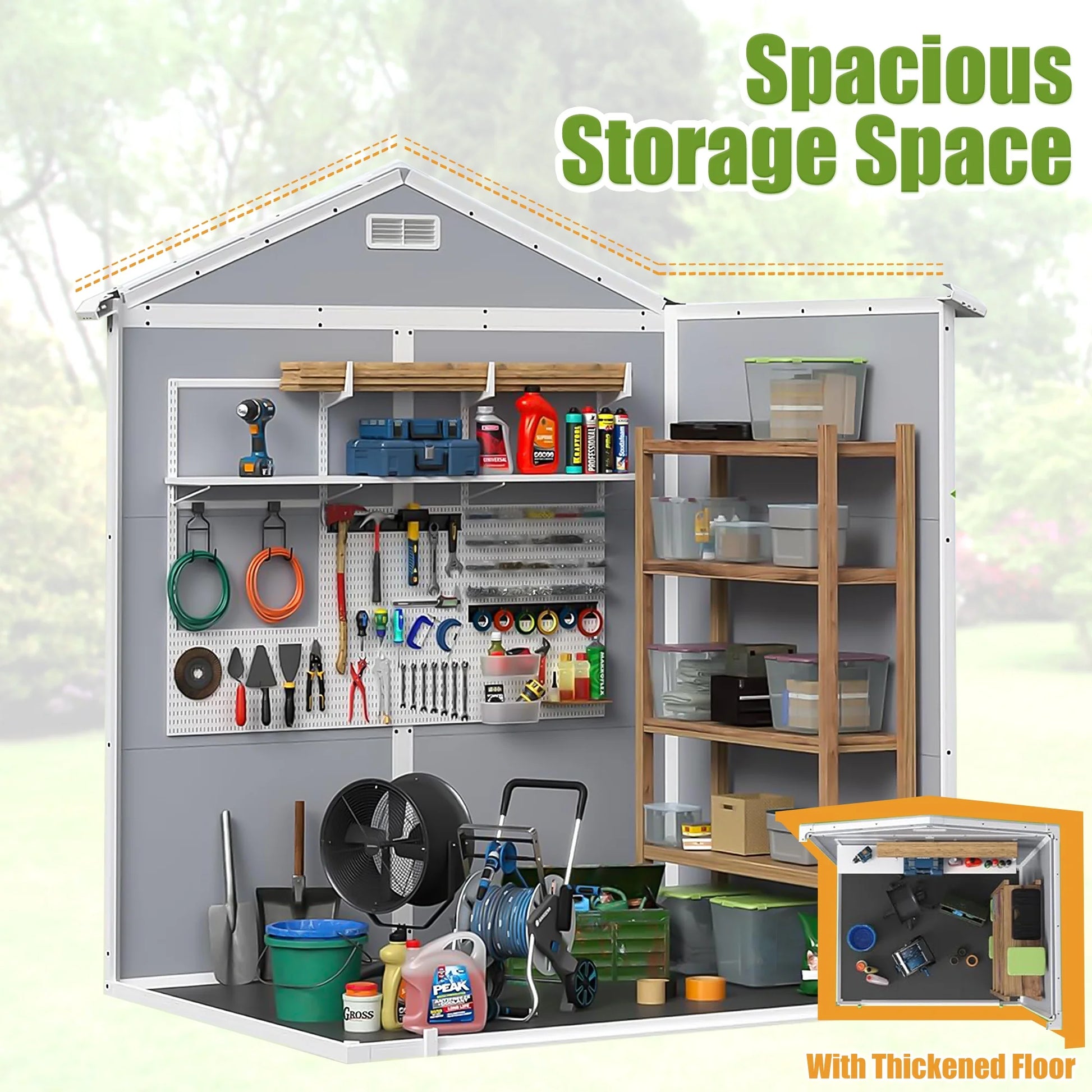 6X4 FT Resin Storage Shed,  Backyard Storage Sheds with Lockable Door, Garage Patio Garden Storage Shed, TE2770