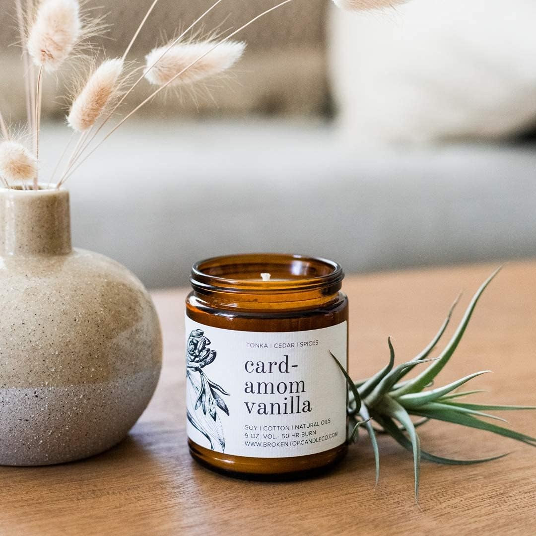 - Cardamom Vanilla | 9 Oz. Tonka, Cedar & Spices. Pure Soy Wax Candle. 50-Hour Burn Time. Natural Cotton Wick, Vegan, No Parabens, No Phthalates