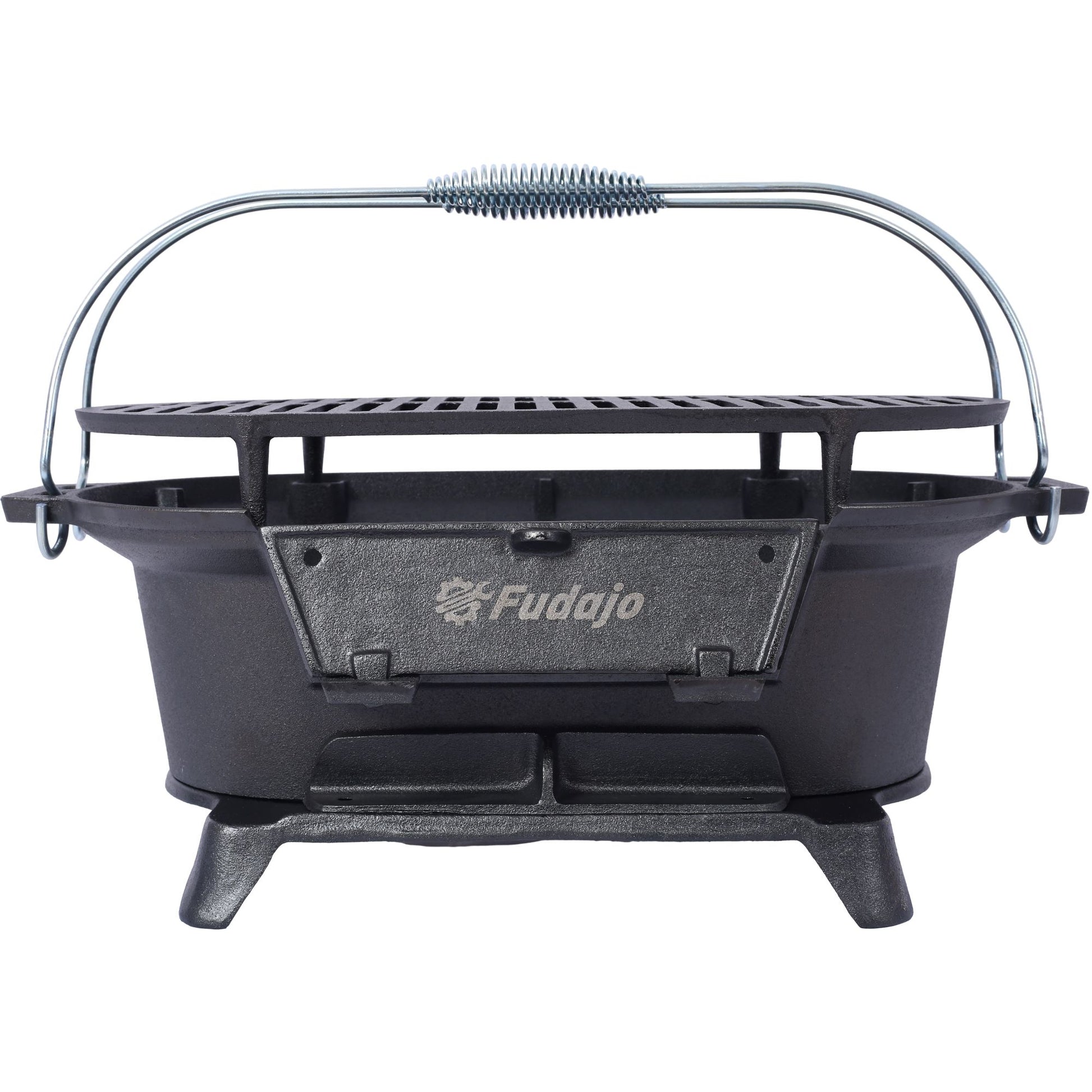 Outdoor Oval Cast Iron Grill, Portable Charcoal Grill, and Desktop Cast Iron Frying Pan