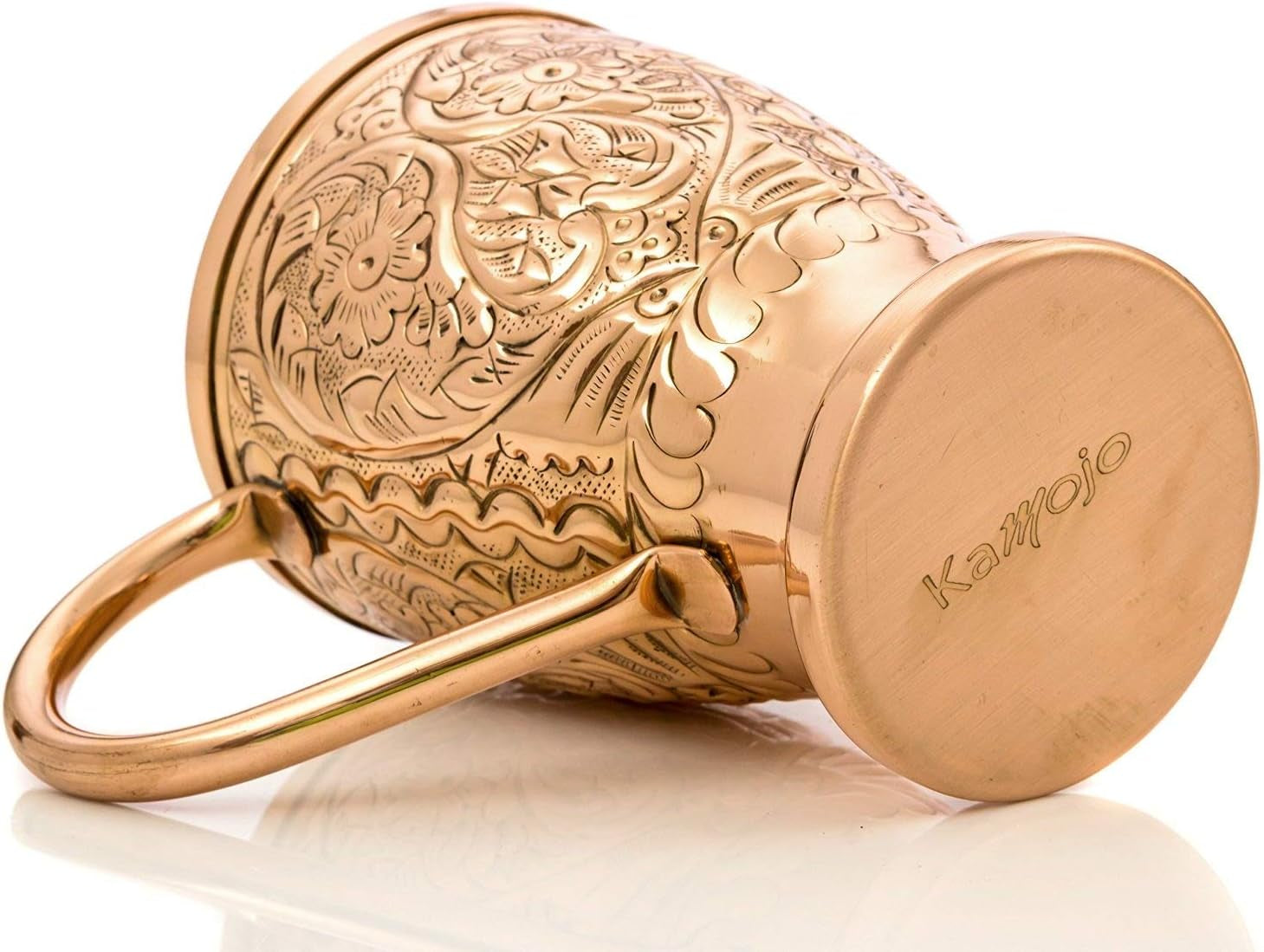 Moscow Mule Pure Copper Mugs - Embossed Set with 4 Matching Shot Glasses - Copper Straws for Cocktails & Recipe E-Book Exclusive Set of 4
