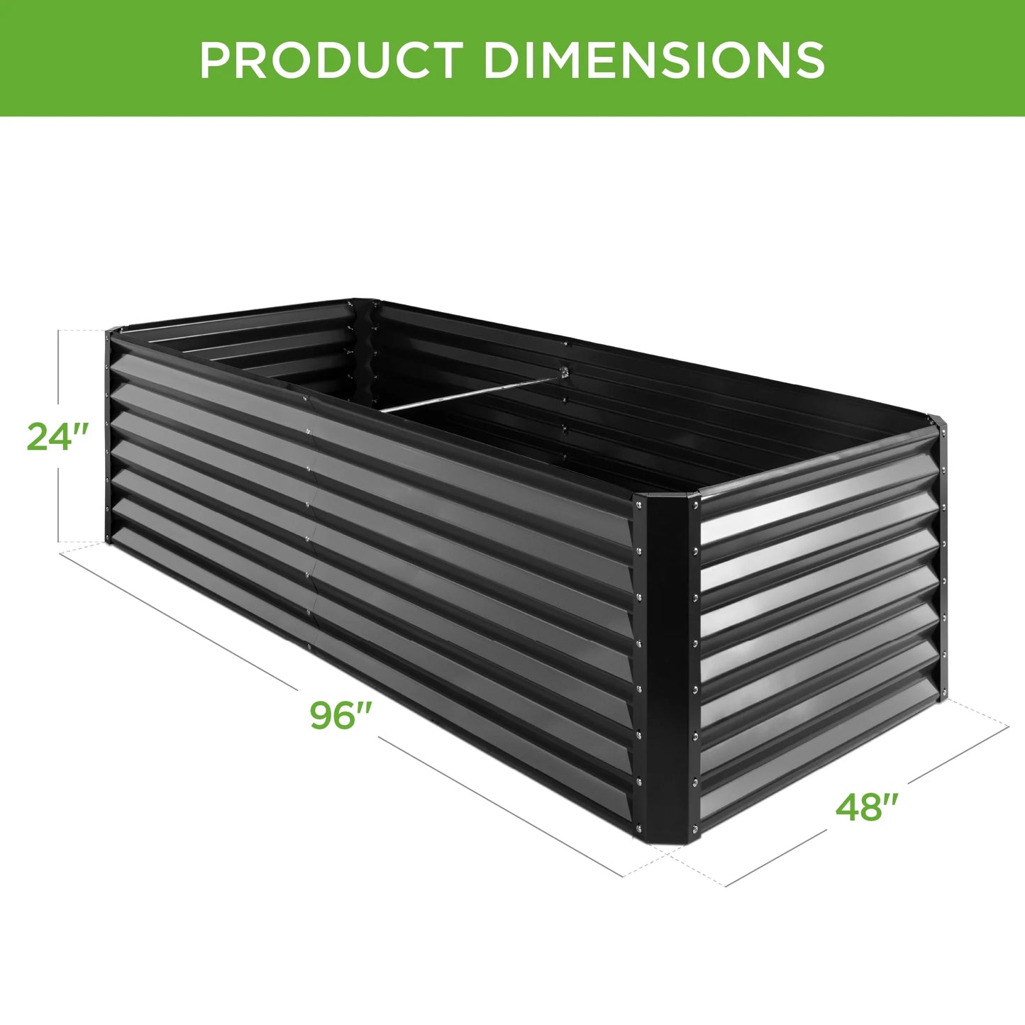 8X4X2Ft Outdoor Metal Raised Garden Bed, Planter Box for Vegetables, Flowers, Herbs - Gray