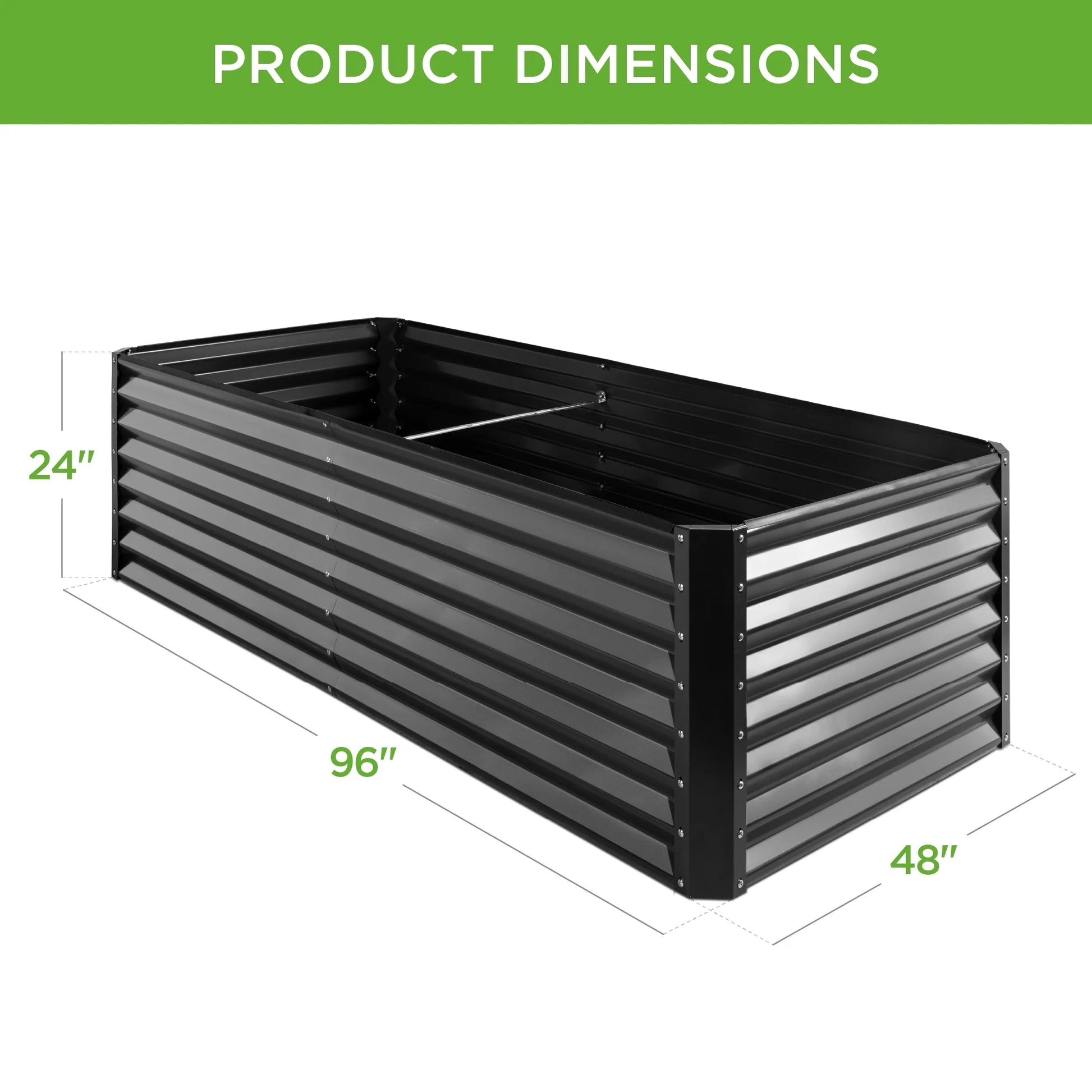 8X4X2Ft Outdoor Metal Raised Garden Bed, Planter Box for Vegetables, Flowers, Herbs - Gray