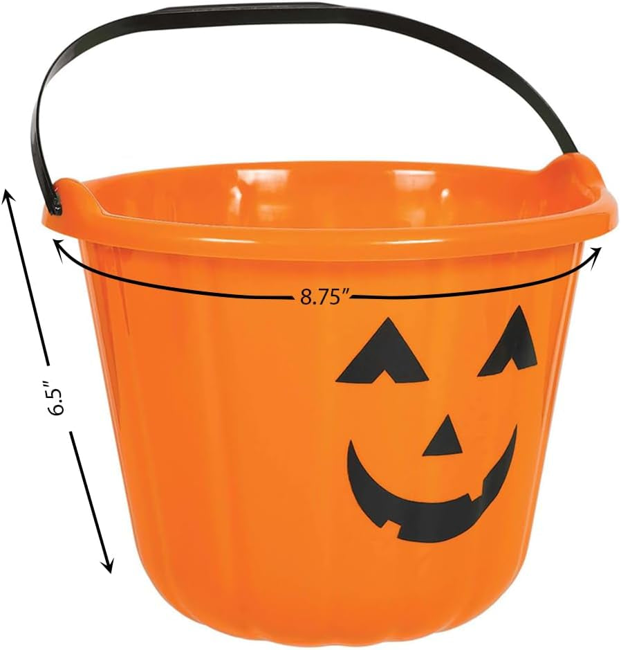 Forum Novelties Sweet Treats Halloween Pumpkin Bucket Orange Party Favor, Plastic, 6" X 8"