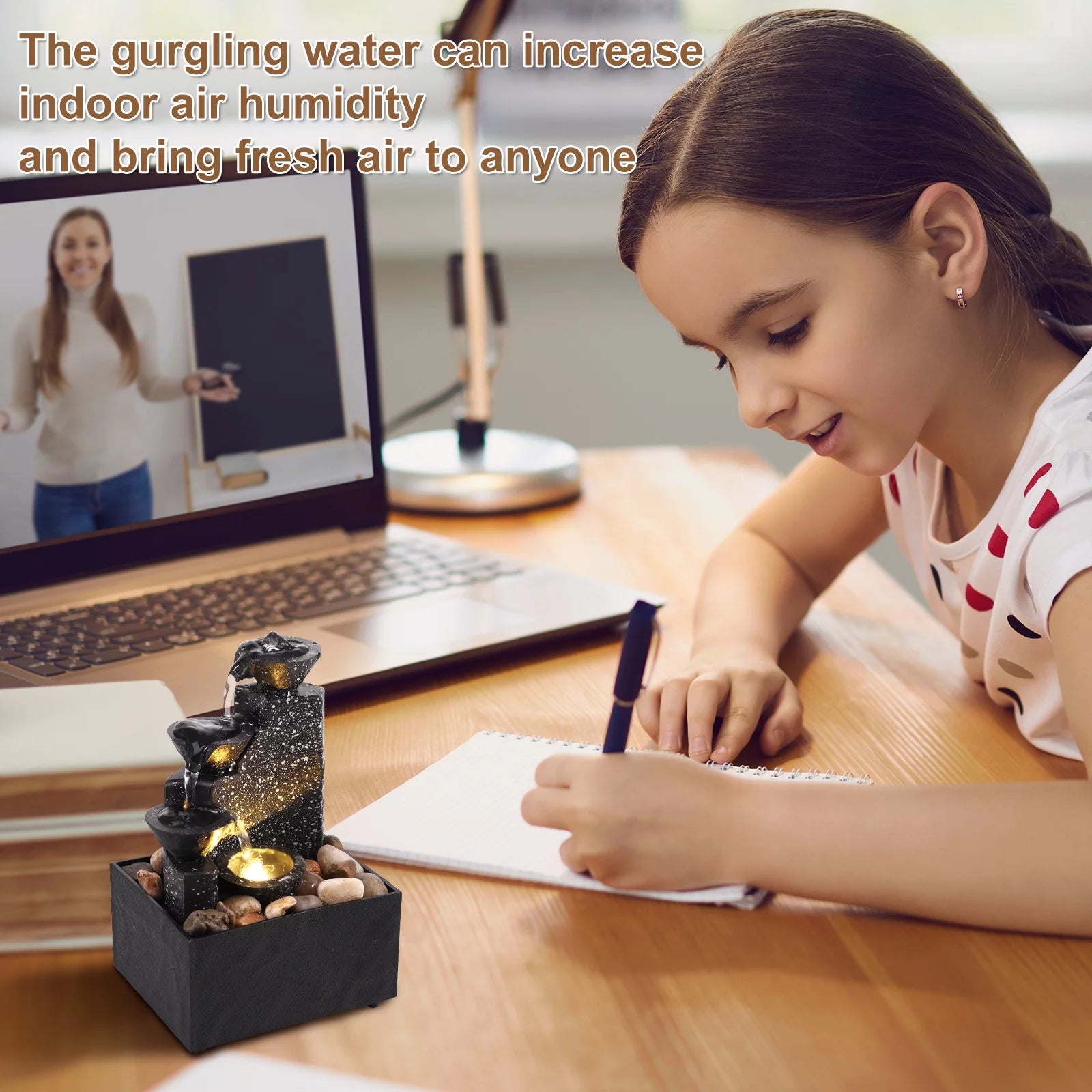 Pcapzz Indoor & Outdoor ABS Tabletop Waterfall Fountain
