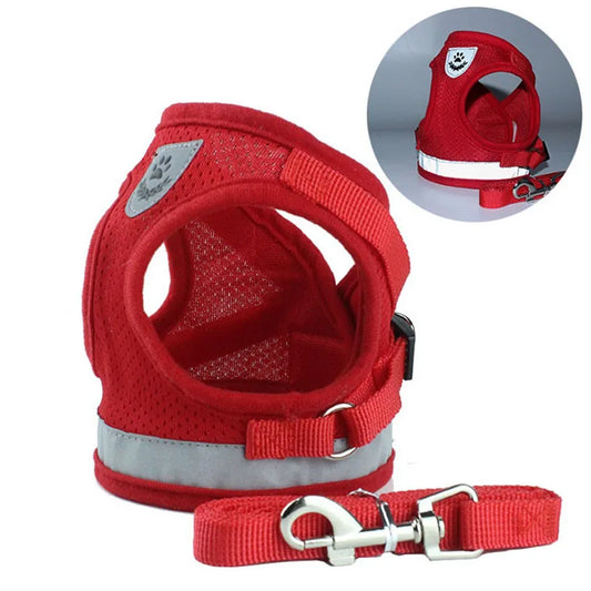 Mesh Reflective Pet Dog Collar Leash Dog Harness Leash Set for Small Medium Large Dogs Nylon Puppy Dogs Cats Harness Leash Nice