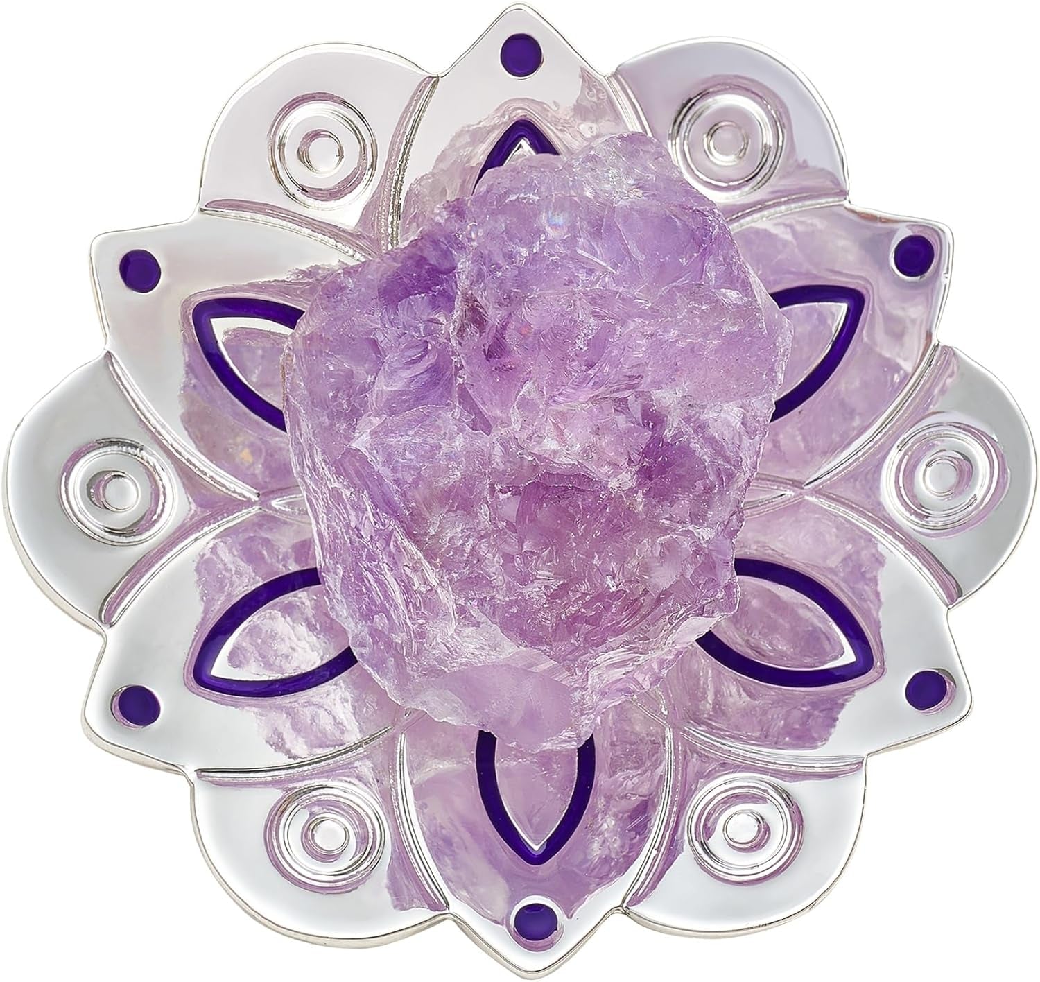 Solfeggio Frequencies Tuning Fork with Crystal Kit,Solfeggio Energy Tuners,963Hz Crown Chakra,Natural Amethyst,Meditation Gifts for Women,Shiny Silver