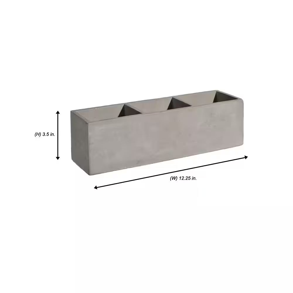 12.3 In. Trio Medium Concrete Gray Concrete Planter (3.6 In. L X 12.3 In. W X 3.5 In. H)