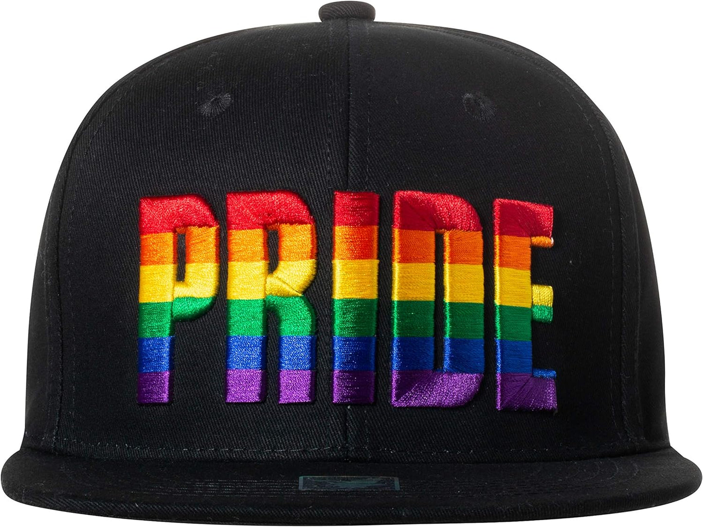 Rainbow Pride Snapback Hat Cap Black (Pride Letters)