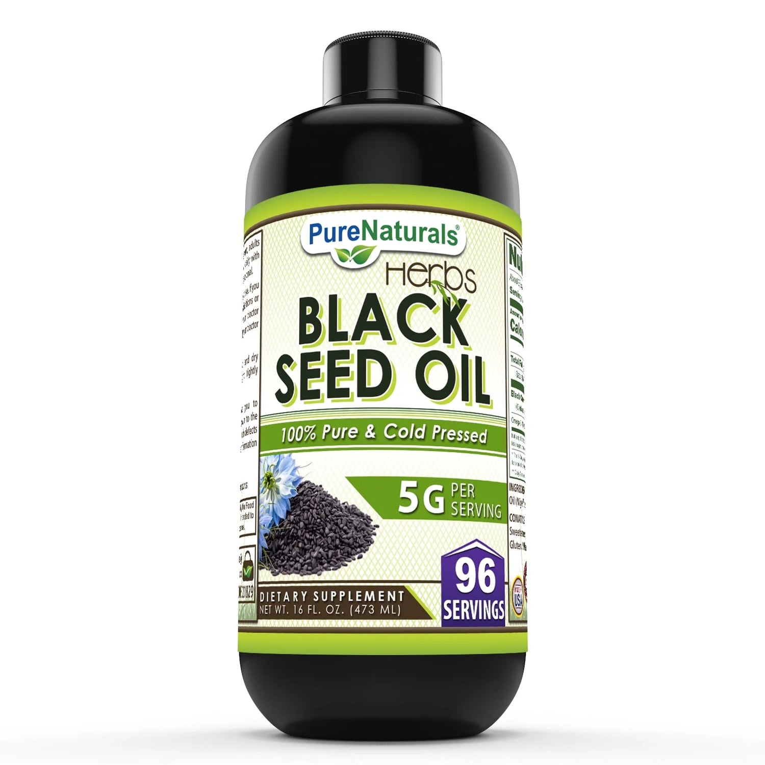 Natural Raw Black Seed Oil 16 Oz | Natural Cold Pressed Black Cumin Seed Oil from 100% Genuine Nigella Sativa | Non-Gmo | Gluten Free