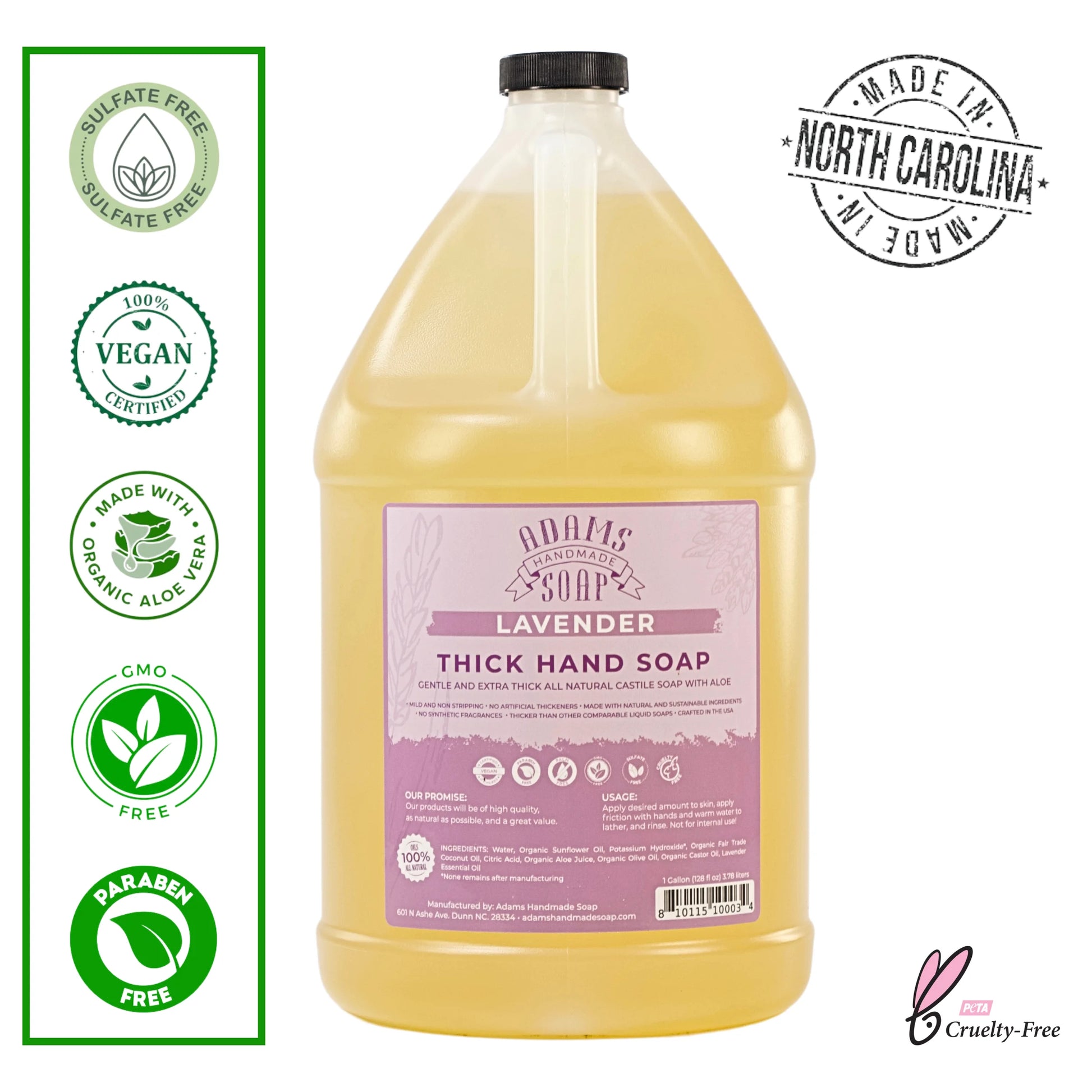 Lavender Organic Liquid Castile Hand Soap 1 Gallon Refill