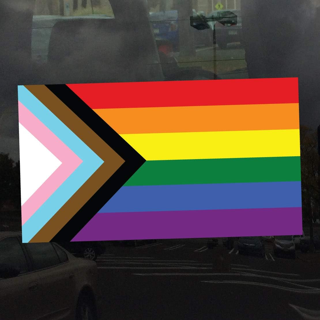 Progress Pride Flag LGBTQ POC Transgender Flag - Vinyl Decal Sticker 4 Inch