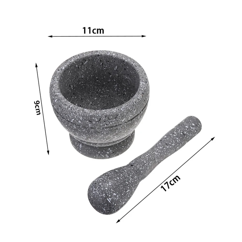 Pestle and Mortar,Natural Wooden Granite, 6.7 Inch Stone Cup & Crusher Set,Hand Grinder for Herbs, Spices, Pesto, & Guacamole,By