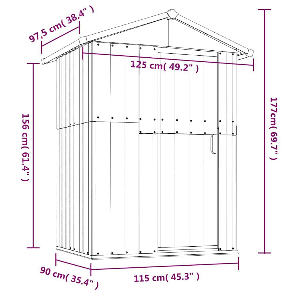 Garden Shed Green Galvanized Steel 49.6X38.4X69.7 in Garden Shed