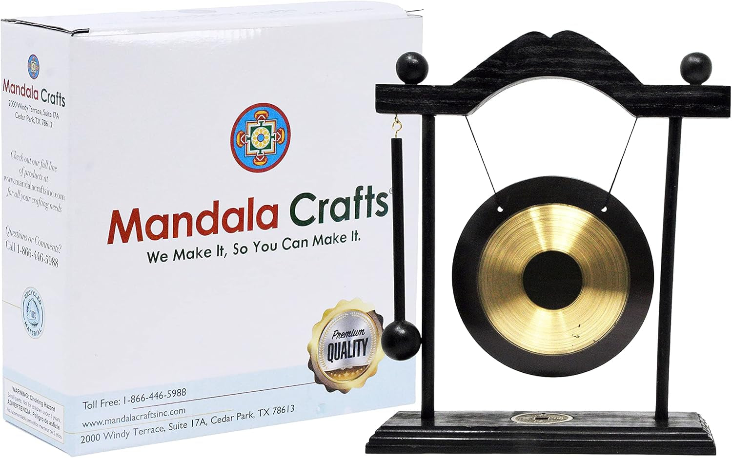 Chinese Gong - Mini Zen Art Brass Feng Shui Desktop Gong with Stand - Asian Bell for Home Decoration Chau