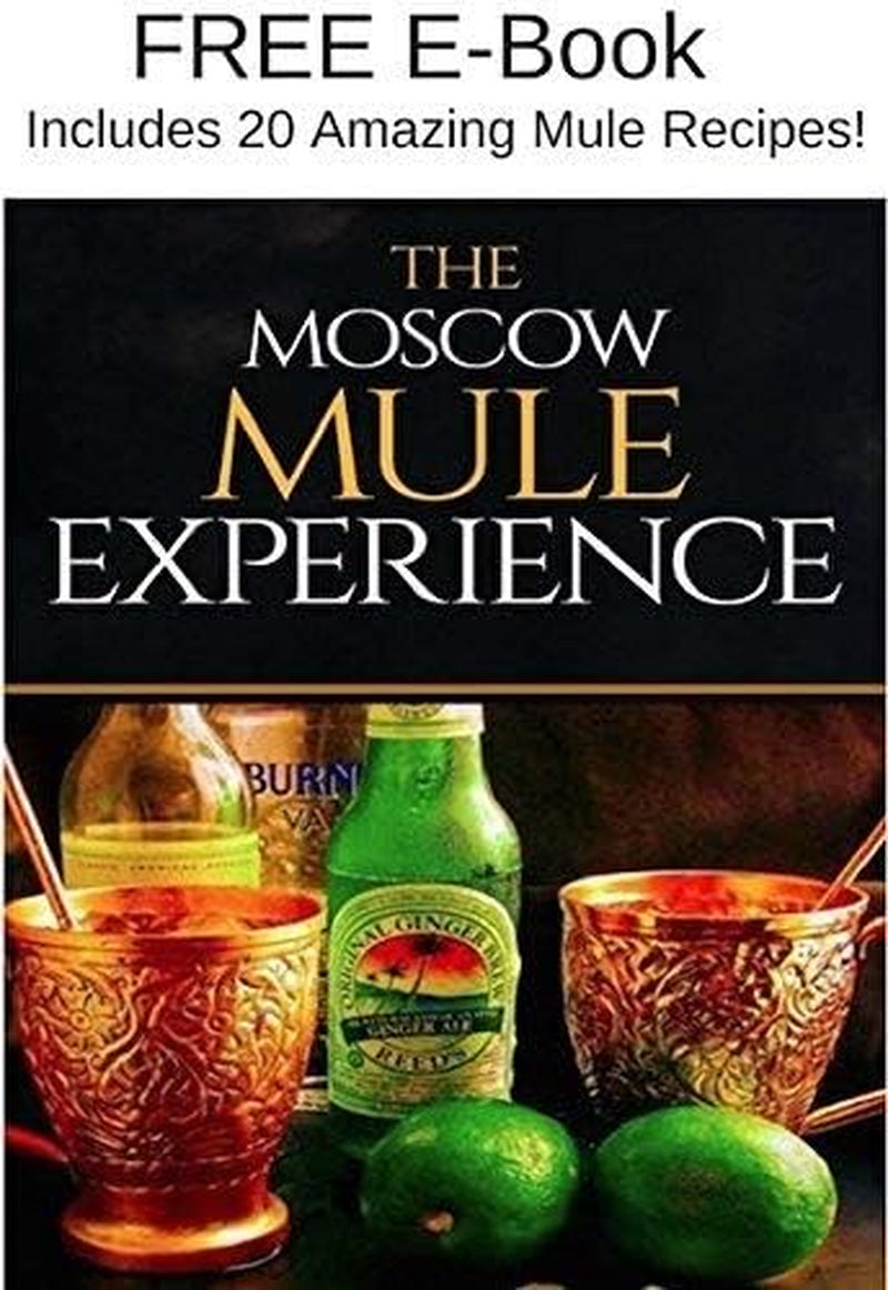 Moscow Mule Pure Copper Mugs - Embossed Set with 4 Matching Shot Glasses - Copper Straws for Cocktails & Recipe E-Book Exclusive Set of 4