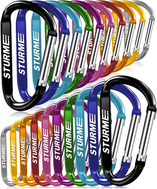 20Pcs 2.7" Carabiner Clip Durable Carabeaner Hooks Small Carabiner D Clip