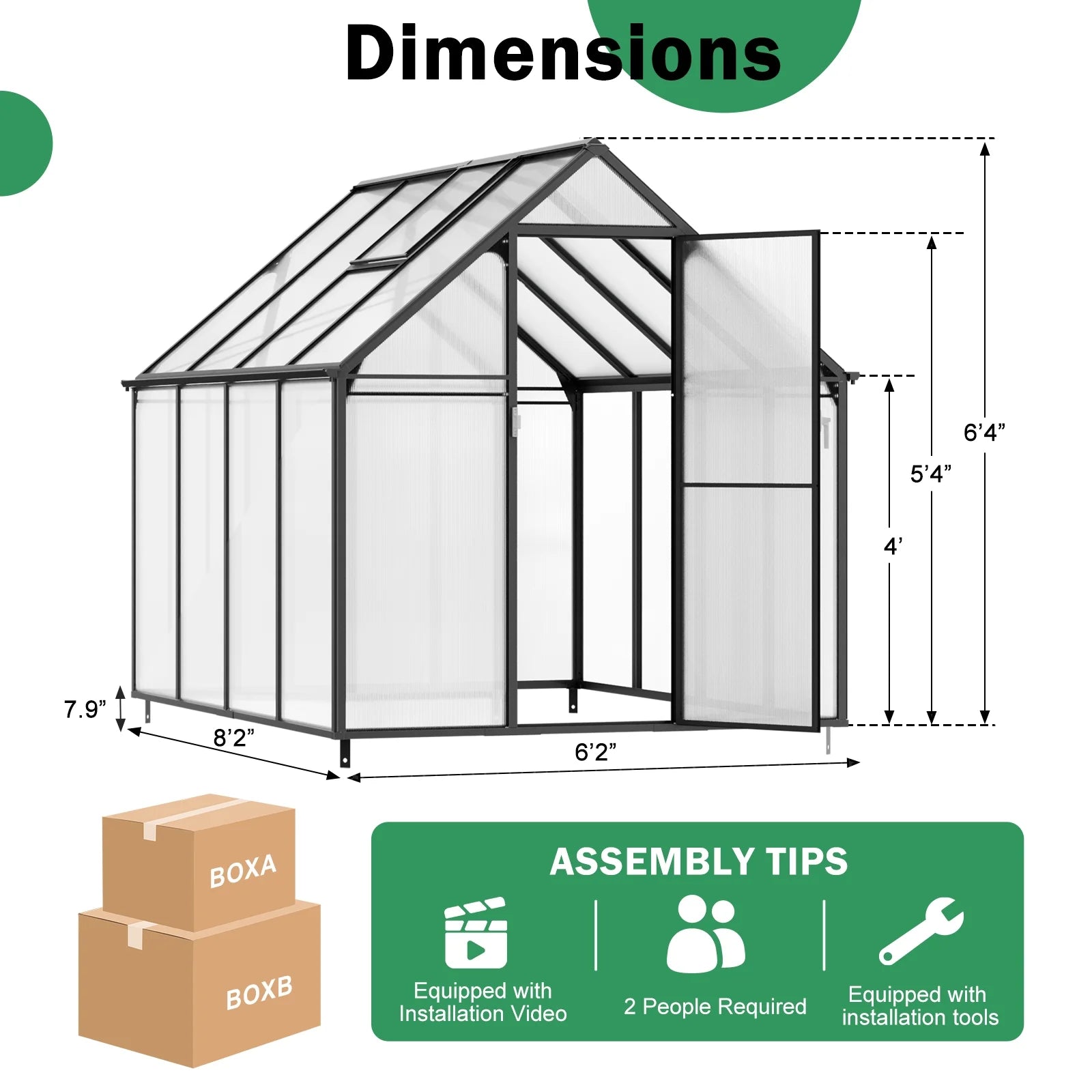 6'X8' Greenhouse for Outdoors,Upgraded Polycarbonate Greenhouse Aluminum Walk in Greenhouses W/Vent Window, Lockable Door & Reinforce Connector Heavy Duty Green House for Outdoor, Patio,