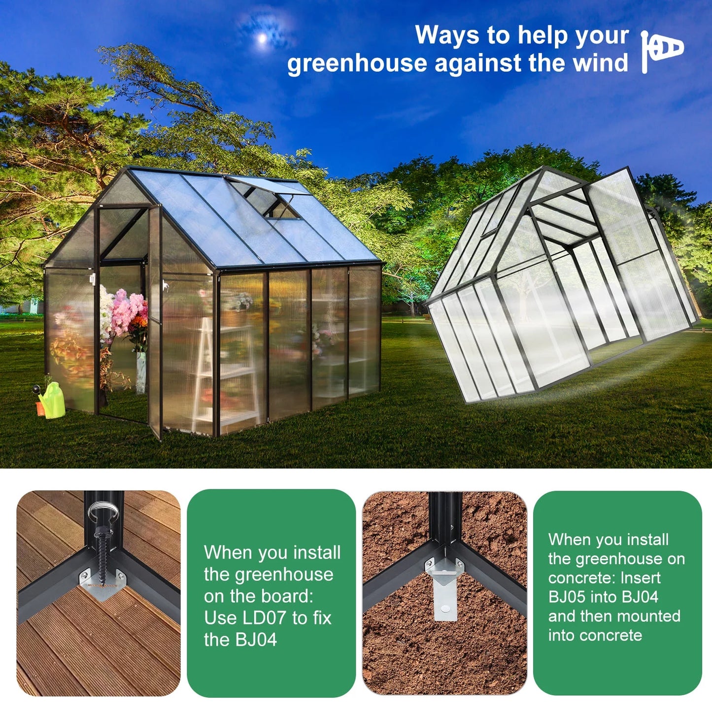 6'X8' Greenhouse for Outdoors,Upgraded Polycarbonate Greenhouse Aluminum Walk in Greenhouses W/Vent Window, Lockable Door & Reinforce Connector Heavy Duty Green House for Outdoor, Patio,