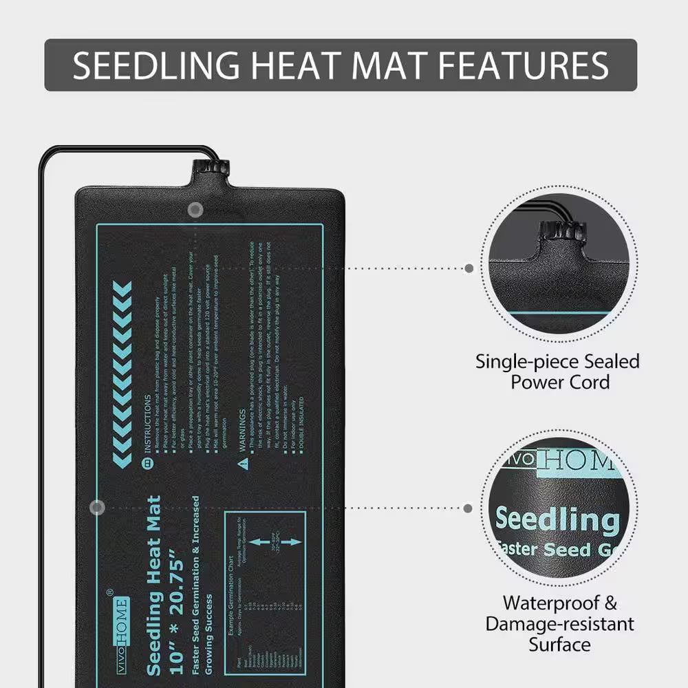10 In. X 20.75 In. Waterproof Seedling Heat Mat with 40°F to 108°F Thermostat Controller