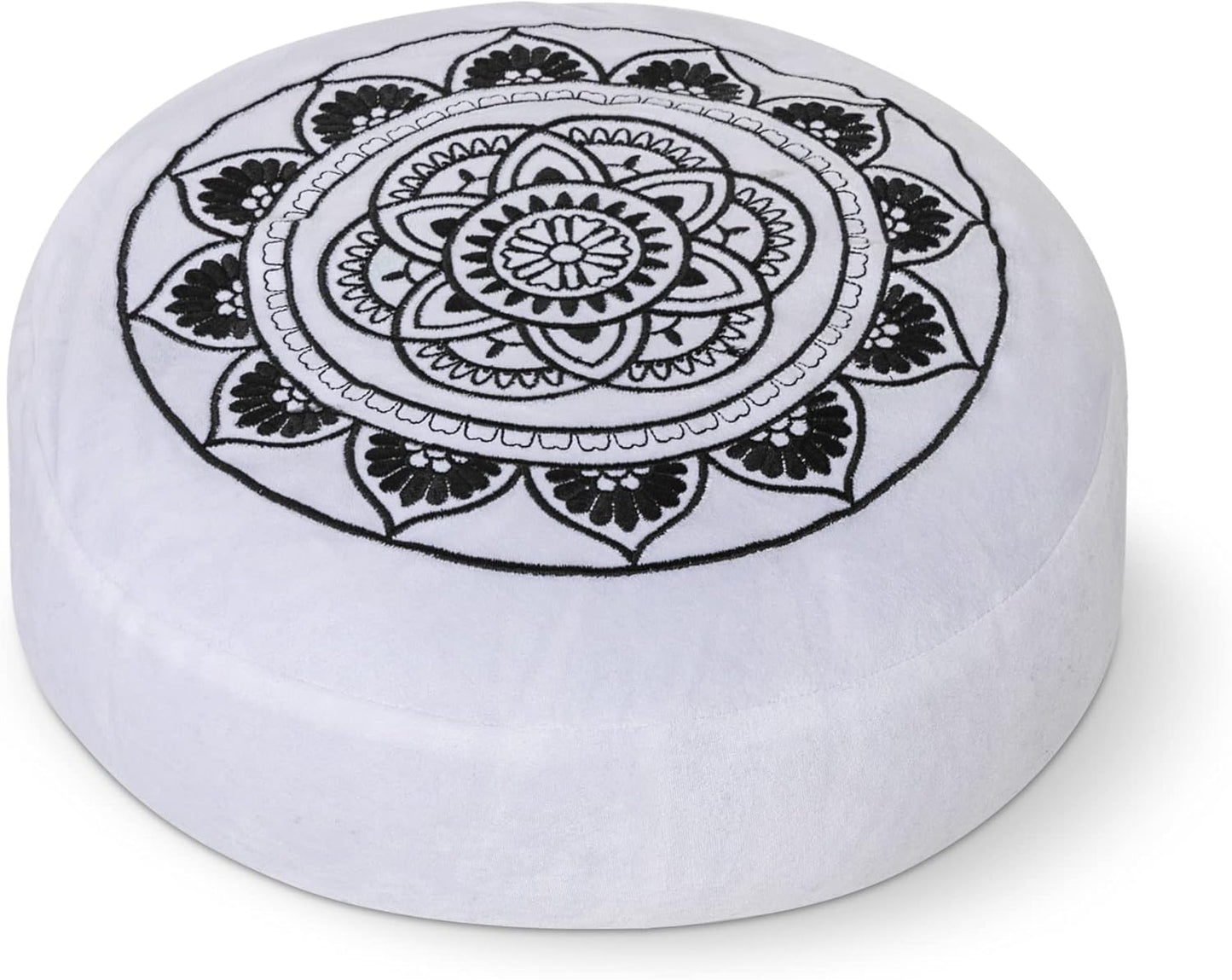 Meditation Cushion Meditation Pillow Seat round Buckwheat Artisan Cushions Casual Seating Studio Floor Cushion for Sitting on Floor or Meditation Chair for Kids & Adults(White)