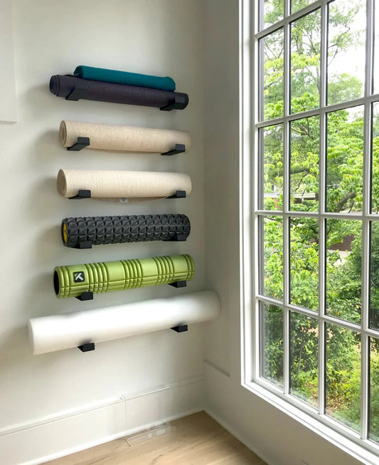 Yoga Mat Storage Rack – Yoga Mat Holder Wall Mount for Foam Rollers, Resistance Bands, Fitness Accessories, Home Gym Organizer, Holds up to 30 Lbs