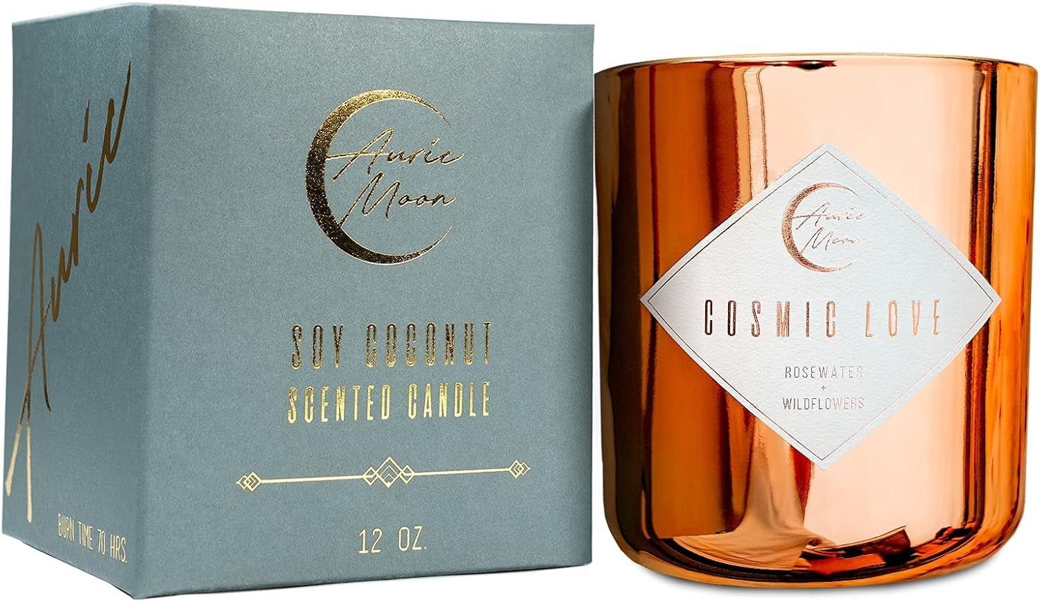 | Rosewater + Wildflowers Scented Luxury Soy Coconut Candle for Women | Slow 70+ Hour Burn | Wood Crackling Wicks | 12 Oz Premium Glass | Hand-Poured in California